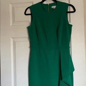 Calvin Klein Green Midi Dress with Ruffle Skirt